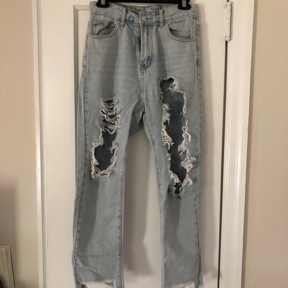 High Waisted Distressed Mom Jeans